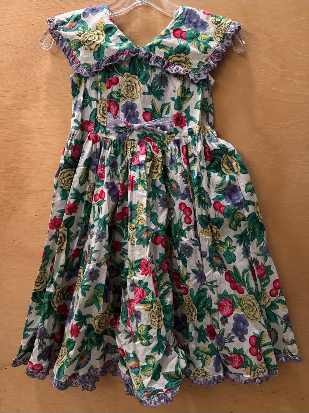 Vintage 1980’s Mousefeathers Floral Sundress with Purple Trim size 6X Girls